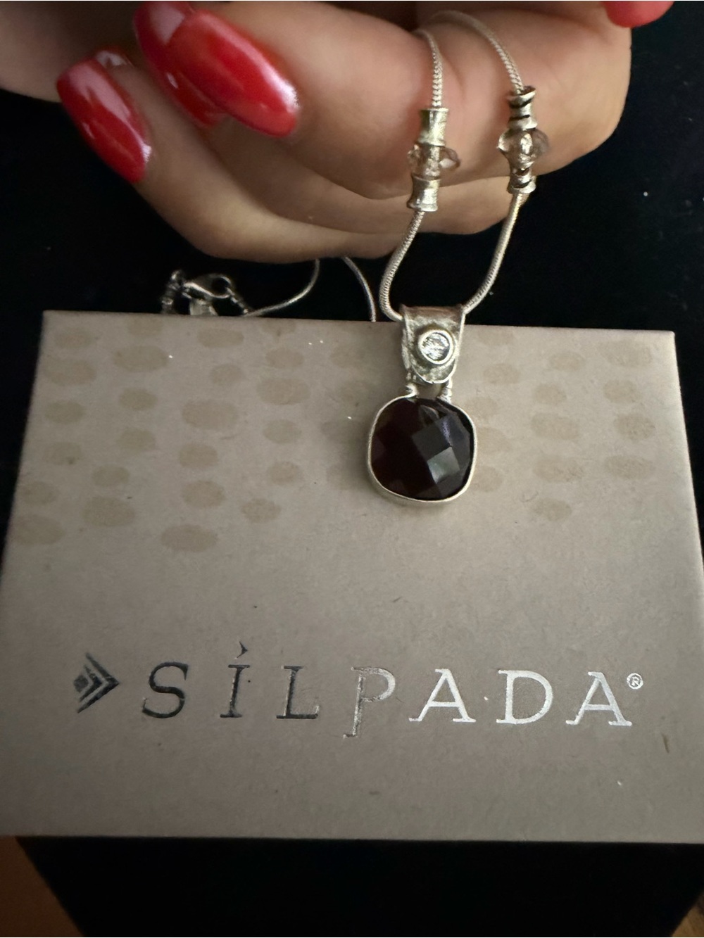 Silpada Sterling silver retired Smokey quartz necklace